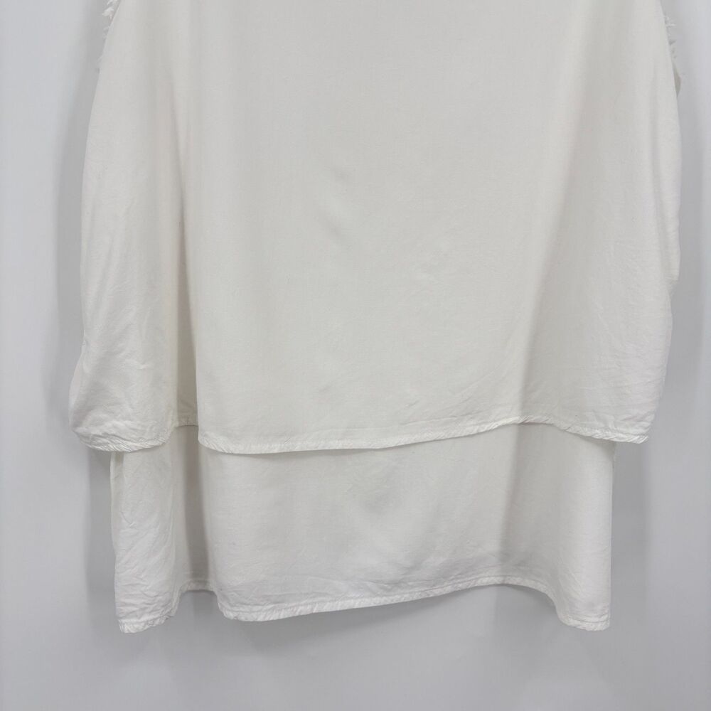 Sundance Women's White Scoop Neck Tiered Tank Top Large - Picture 7 of 11
